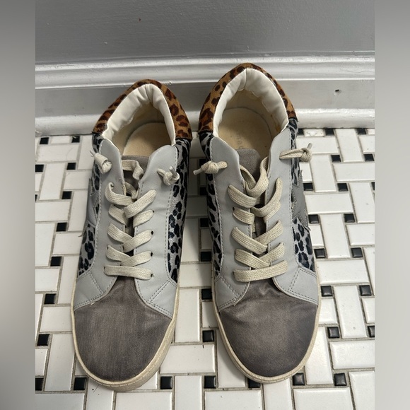 Madden Girl Gray and Cream Leopard Sneakers - Picture 1 of 7